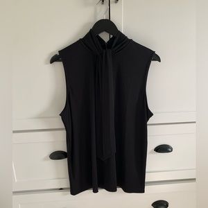 Ann Taylor Black Tie Neck Blouse NWT